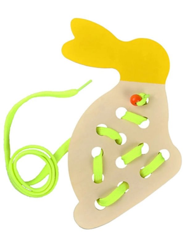 Montessori İp Geçirme Sarı Tavşan