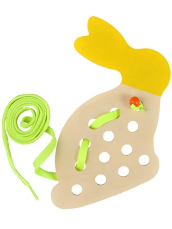 Montessori İp Geçirme Sarı Tavşan