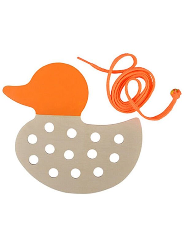 Montessori İp Geçirme Turuncu Ördek