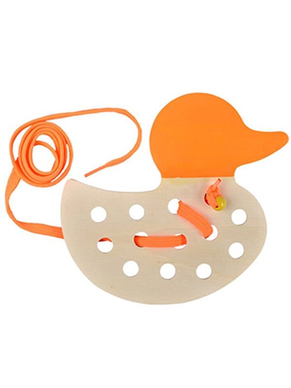 Montessori İp Geçirme Turuncu Ördek