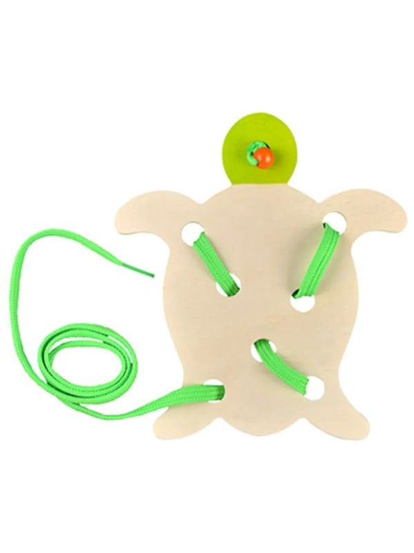 Montessori İp Geçirme Yeşil Kaplumbağa