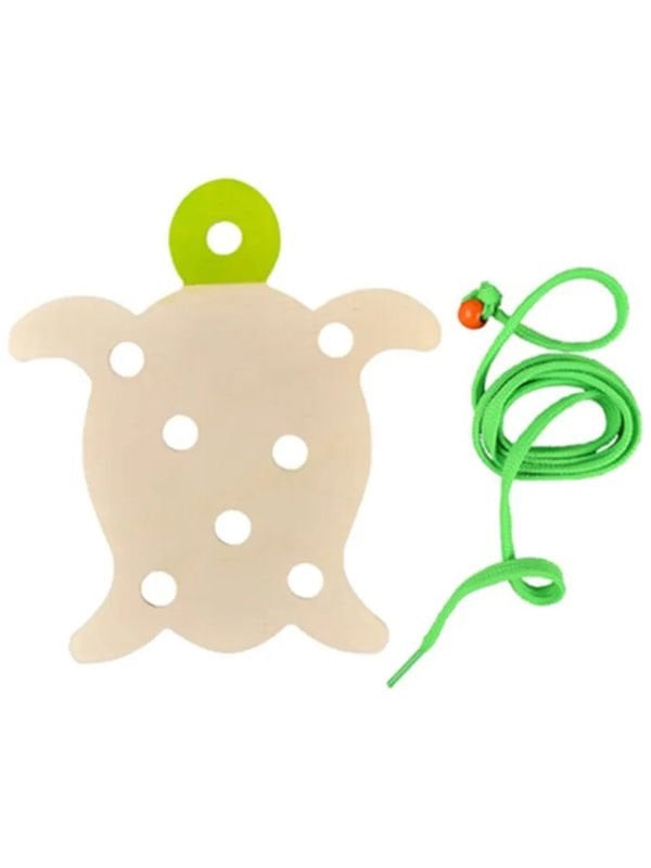 Montessori İp Geçirme Yeşil Kaplumbağa