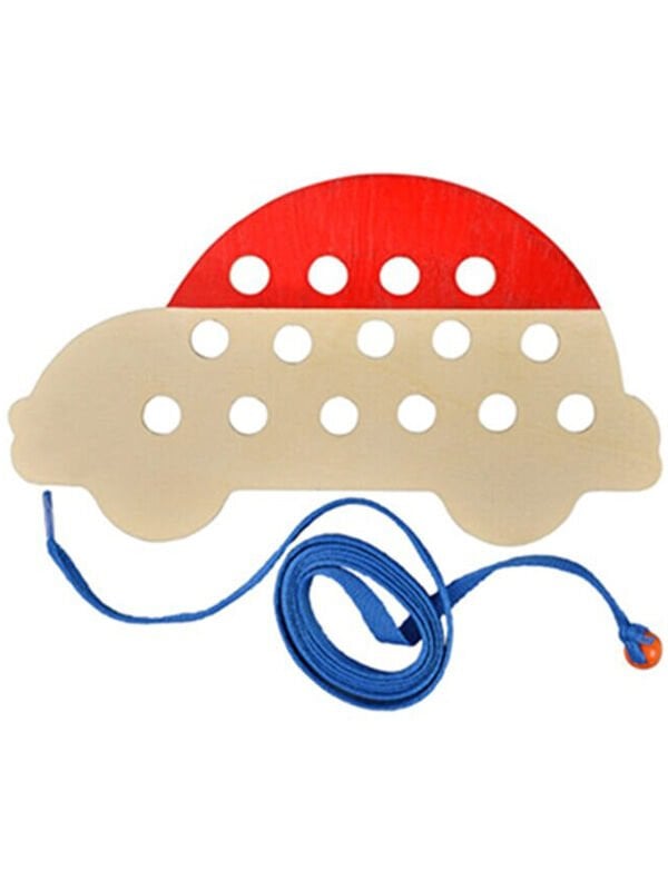 Montessori İp Geçirme Kırmızı Araba