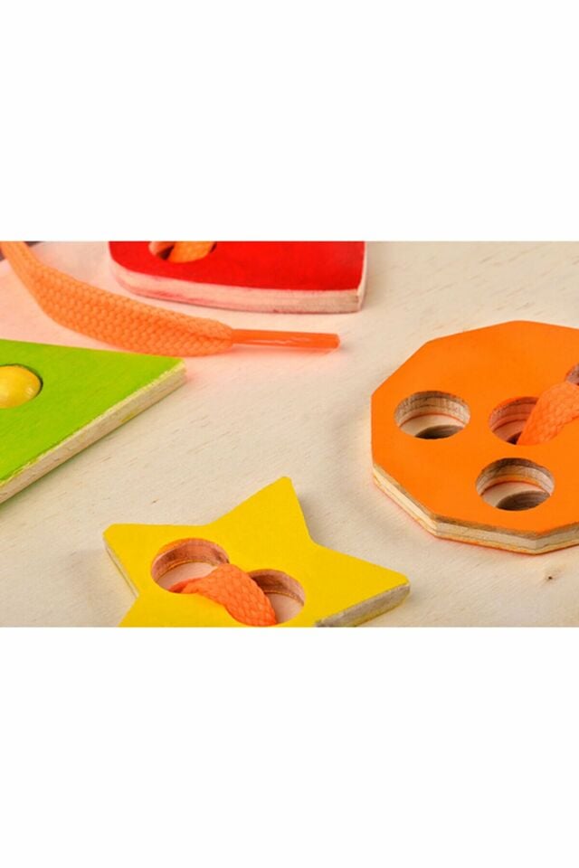 Montessori İp Geçirme Geometrik Şekiller