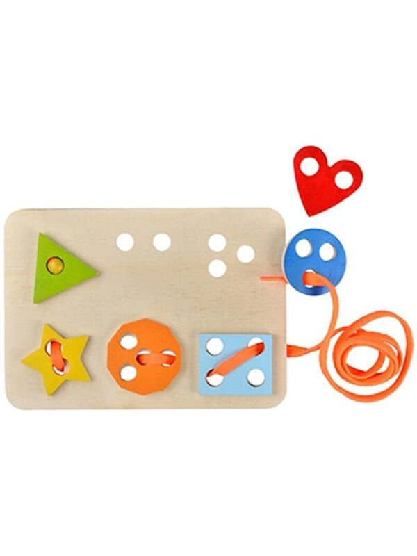 Montessori İp Geçirme Geometrik Şekiller