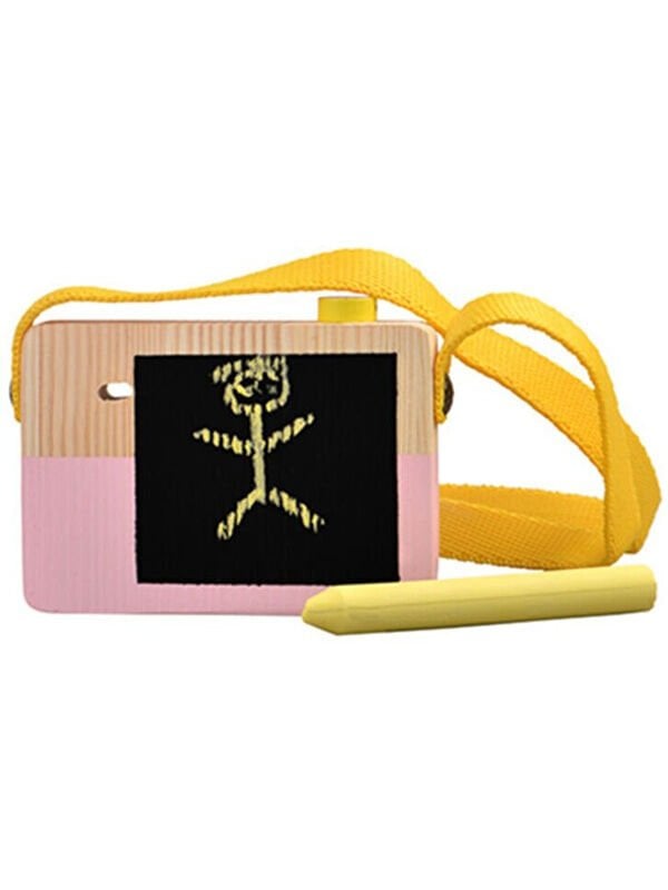 Kara Tahtalı Ahşap Pembe Fotoğraf Makinesi