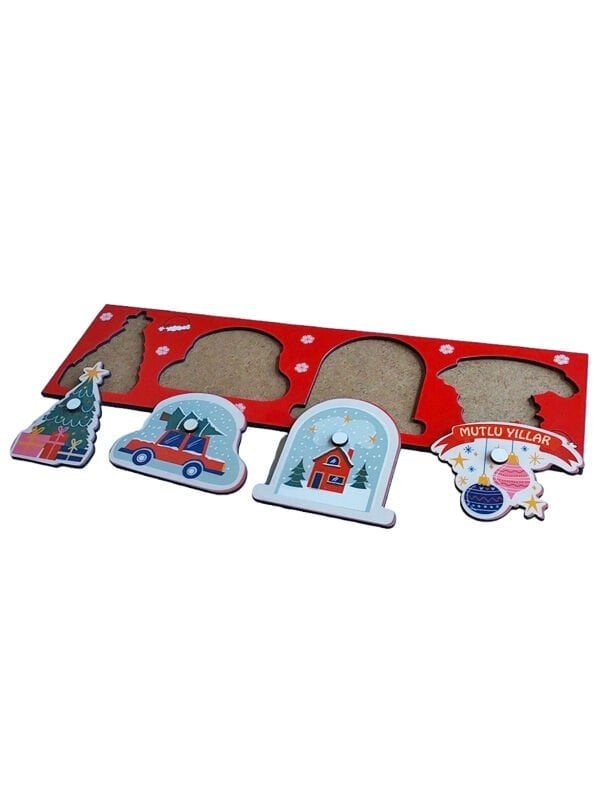 Yılbaşı Temalı Ahşap Bul-Tak