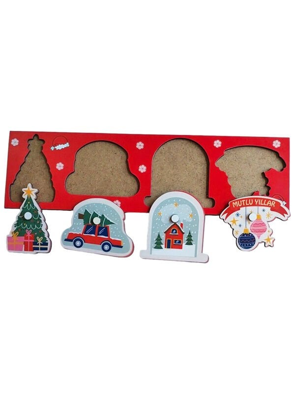 Yılbaşı Temalı Ahşap Bul-Tak