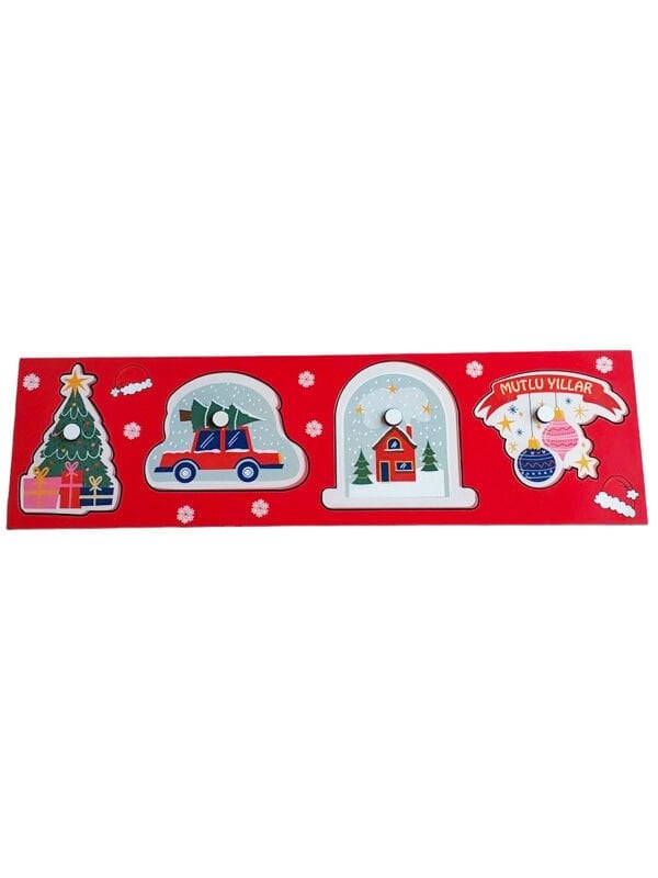 Yılbaşı Temalı Ahşap Bul-Tak
