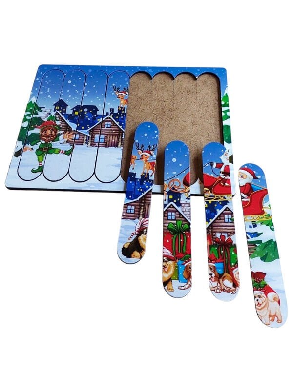 Yılbaşı Temalı Ahşap Stick Puzzla