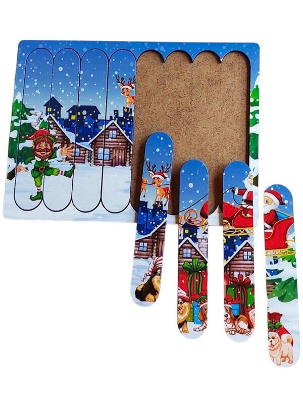 Yılbaşı Temalı Ahşap Stick Puzzla