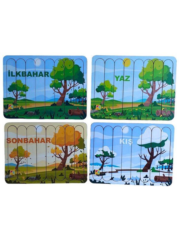 4 Mevsim 4'lü Ahşap Stick Puzzle Set