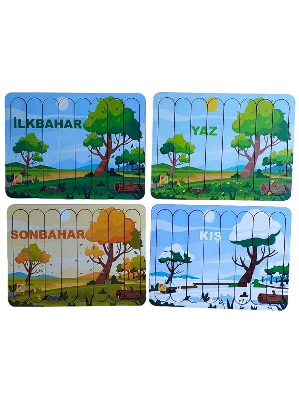 4 Mevsim 4'lü Ahşap Stick Puzzle Set